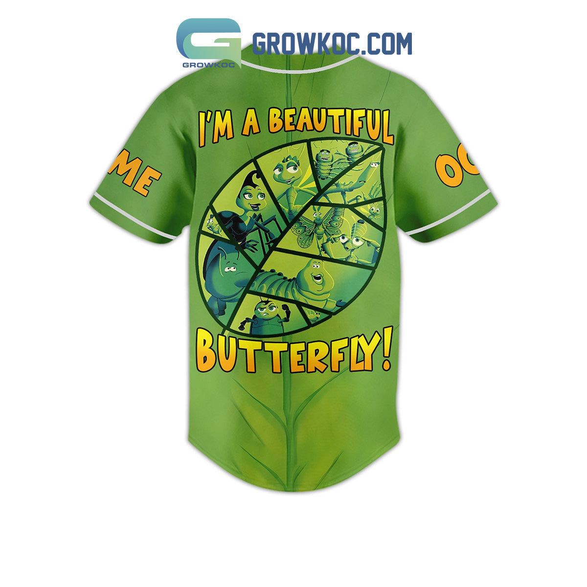 A Bug’s Life I’m A Beautiful Butterfly Personalized Baseball Jersey baseball jersey product view 2