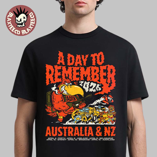A Day To Remember 2026 Australia And New Zealand Tour Merch The Red Vulture Art With Dates T-Shirt - T-Shirt, Sweatshirt, Hoodie