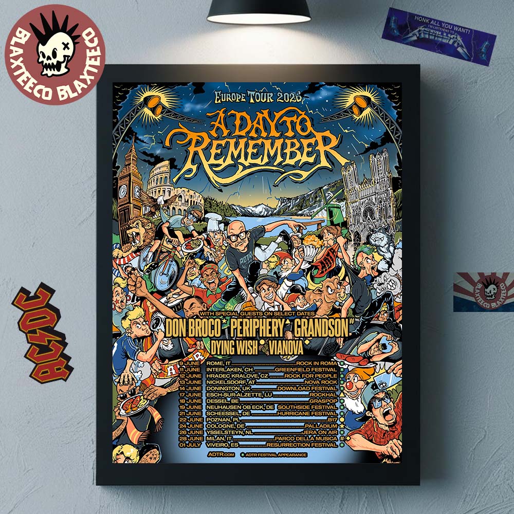 A Day To Remember Europe Tour 2026 Schedule Dates Home Decor Poster Canvas Unisex T-shirt, Sweatshirt, Hoodie, Long Sleeve Tee - T-Shirt, Sweatshirt, Hoodie