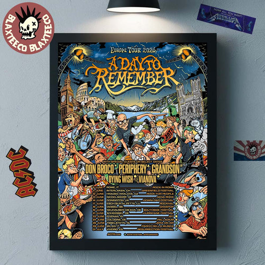 A Day To Remember Europe Tour 2026 Schedule Dates Home Decor Poster Canvas Unisex T-shirt, Sweatshirt, Hoodie, Long Sleeve Tee - T-Shirt, Sweatshirt, Hoodie