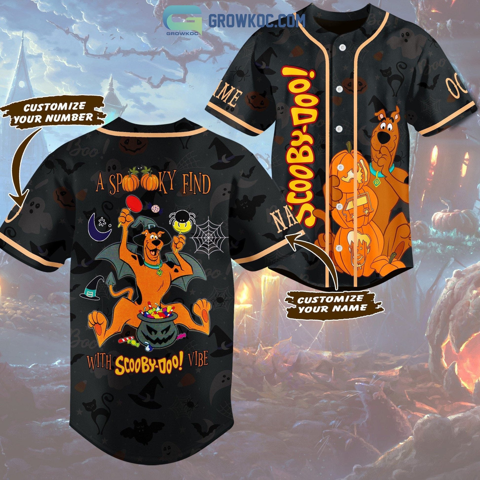 A Spooky Find With Scooby Doo Vibe Halloween Personalized Baseball Jersey baseball jersey product view 1