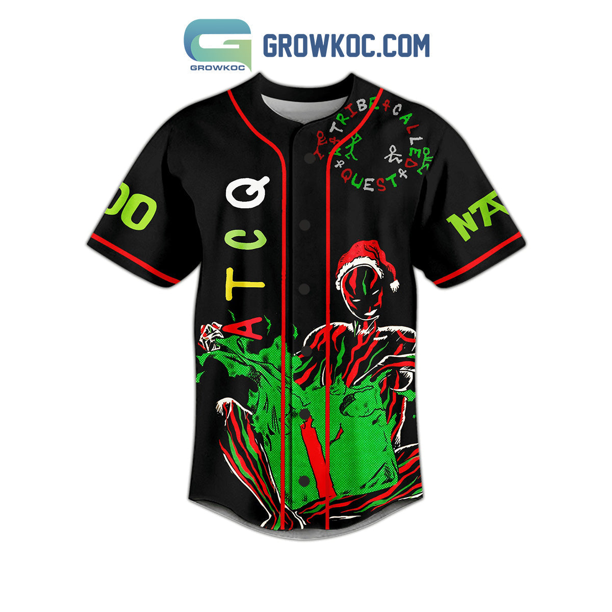 A Tribe Called Quest ATCQ A Tribe Called Xmas Christmas Winter Holiday Custom Name Number Personalized Baseball Jersey baseball jersey product view 2