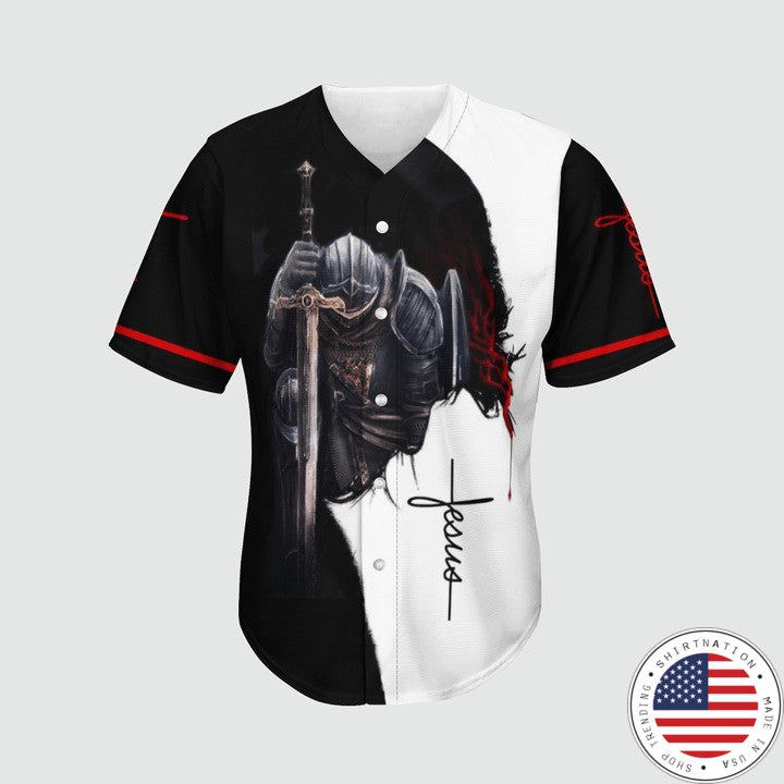 A child of god a man of faith a warrior of christ baseball jersey baseball jersey product view 1