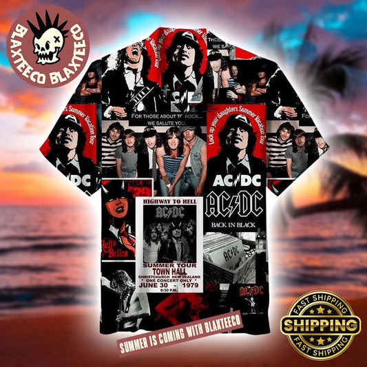 ACDC Album Collage Gift For Fans Retro Style Hawaiian Shirt Gift For Fans Unisex T-shirt, Sweatshirt, Hoodie, Long Sleeve Tee - T-Shirt, Sweatshirt, Hoodie