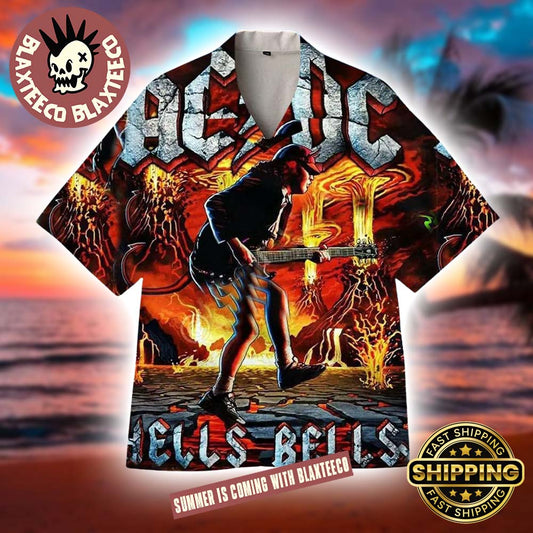 ACDC Angus Young Hells Bells Blaze 2025 Summer Hawaiian Shirt Unisex T-shirt, Sweatshirt, Hoodie, Long Sleeve Tee - T-Shirt, Sweatshirt, Hoodie