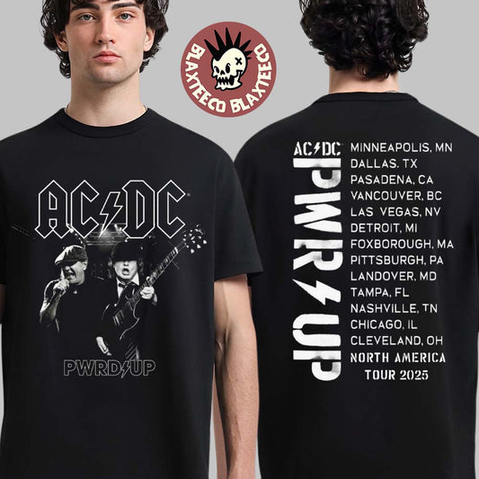 ACDC Angus and Bryan PWR UP North America Tour 2025 Two Sides Unisex T-Shirt Unisex T-shirt, Sweatshirt, Hoodie, Long Sleeve Tee - T-Shirt, Sweatshirt, Hoodie