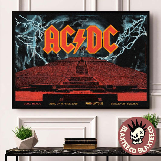 ACDC CDMX Mexico 2026 Venue Poster At Estadio GNP Seguros On April 7 11 15 2026 Landscape Poster Canvas - T-Shirt, Sweatshirt, Hoodie
