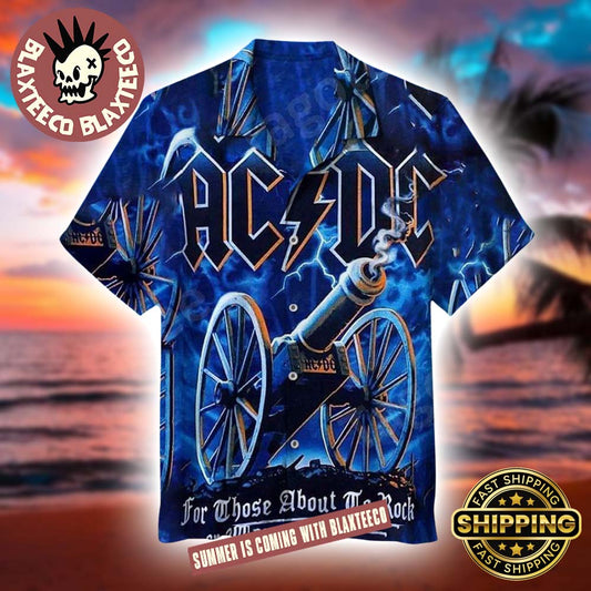 ACDC For Those About To Cannon Blast In Blue Thunder Summer Hawaiian Shirt 2025 Unisex T-shirt, Sweatshirt, Hoodie, Long Sleeve Tee - T-Shirt, Sweatshirt, Hoodie
