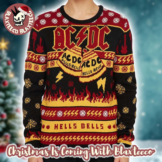 ACDC Hells Bells Band Iconic Logo And Symbols Official Knitted Ugly Christmas Sweater Unisex T-shirt, Sweatshirt, Hoodie, Long Sleeve Tee - T-Shirt, Sweatshirt, Hoodie