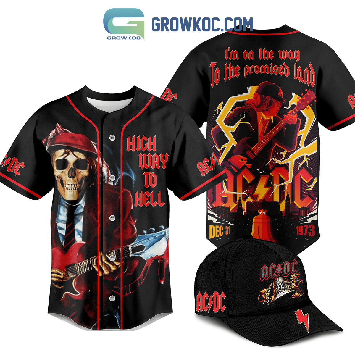AC/DC High Way To Hell I’m On The Way To The Promised Land Baseball Jersey baseball jersey product view 1