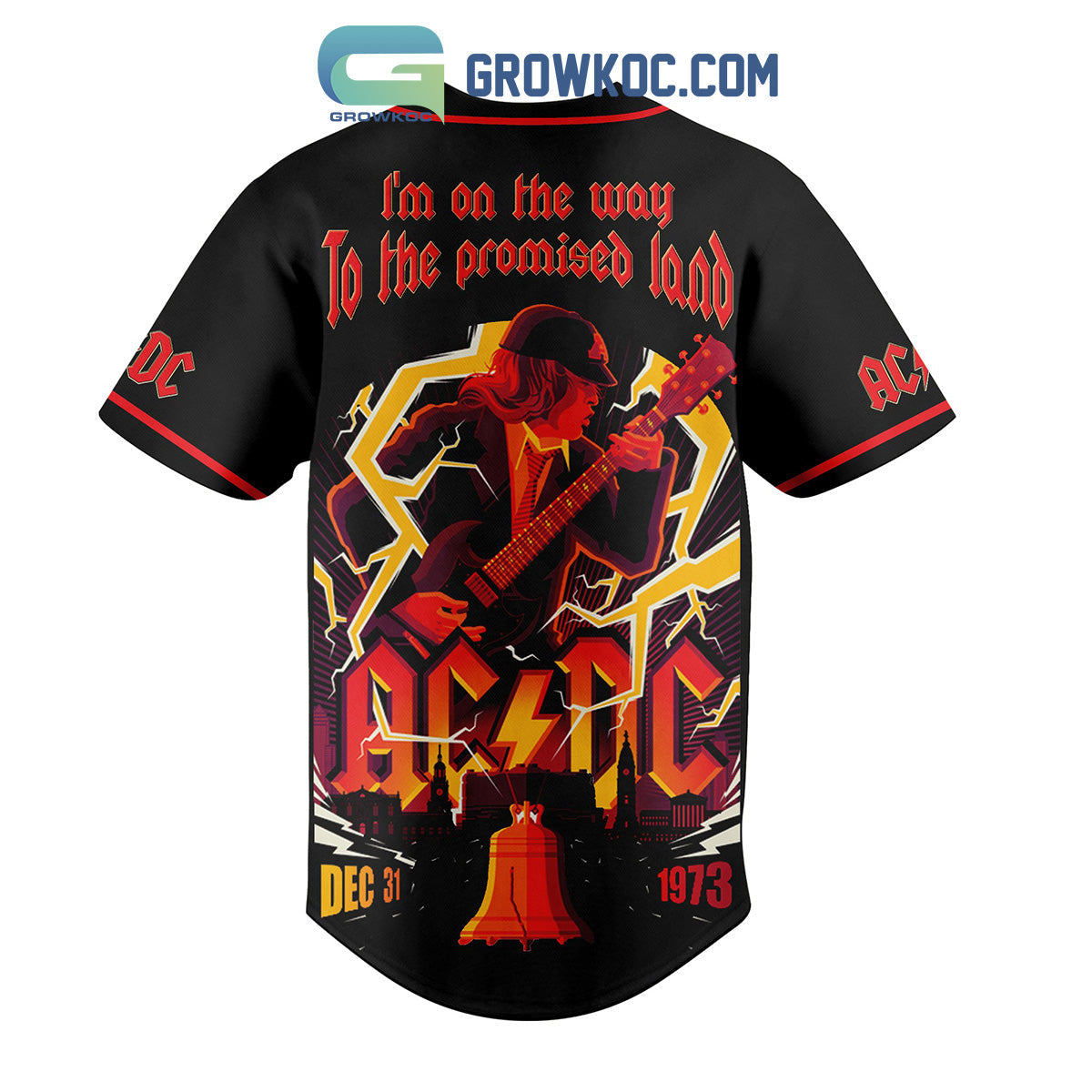 AC/DC High Way To Hell I’m On The Way To The Promised Land Baseball Jersey baseball jersey product view 3