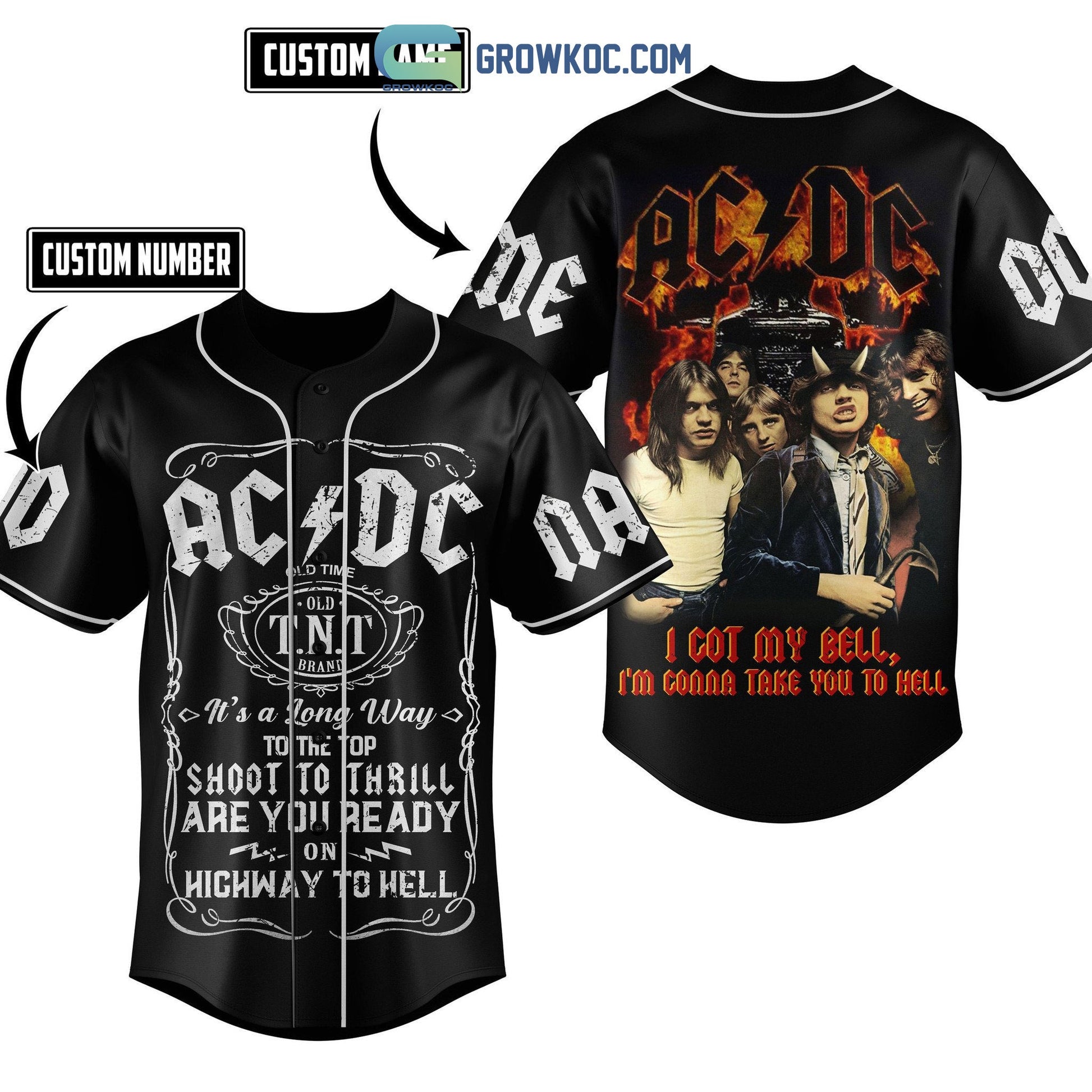 AC/DC I Got My Bell I’m Gonna Take You To Hell Personalized Baseball Jersey baseball jersey product view 1