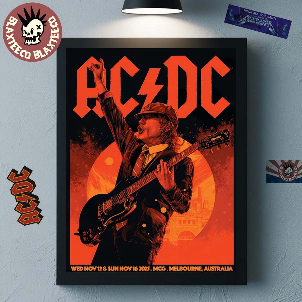 ACDC Melbourne PWR Up Tour 2025 Poster At Cricket Ground On November 12 And 16 2025 PWR Up Australia Decor Poster Canvas - T-Shirt, Sweatshirt, Hoodie