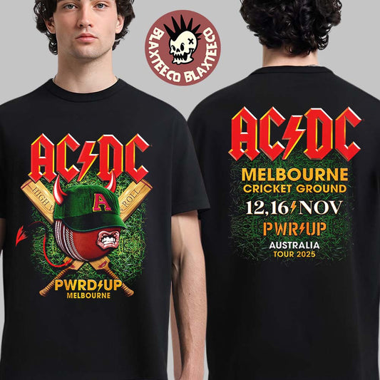 ACDC Melbourne PWR Up Tour 2025 Tee At Cricket Ground On November 12 And 16 2025 PWR Up Australia Two Sided T-Shirt - T-Shirt, Sweatshirt, Hoodie