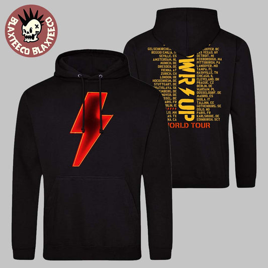 ACDC Neon Bolt PWR UP World Tour 2024 2025 Tour Dates Two Sided Unisex Hoodie Unisex T-shirt, Sweatshirt, Hoodie, Long Sleeve Tee - T-Shirt, Sweatshirt, Hoodie