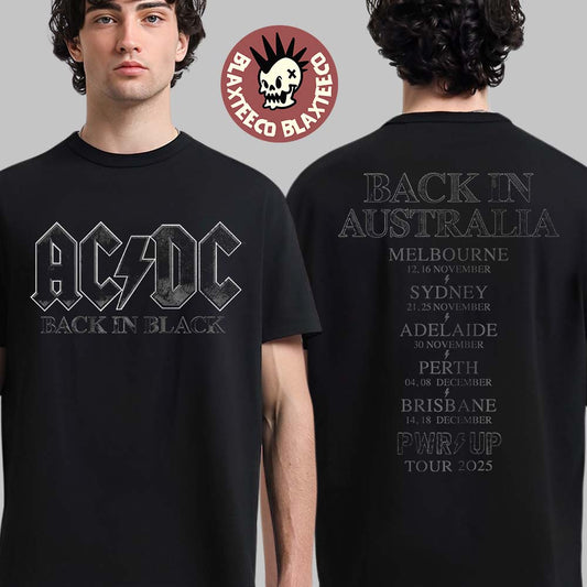 ACDC PWR Up Australia 2025 Back In Black Back In Australia PWR UP Tour T-Shirt Unisex T-shirt, Sweatshirt, Hoodie, Long Sleeve Tee - T-Shirt, Sweatshirt, Hoodie
