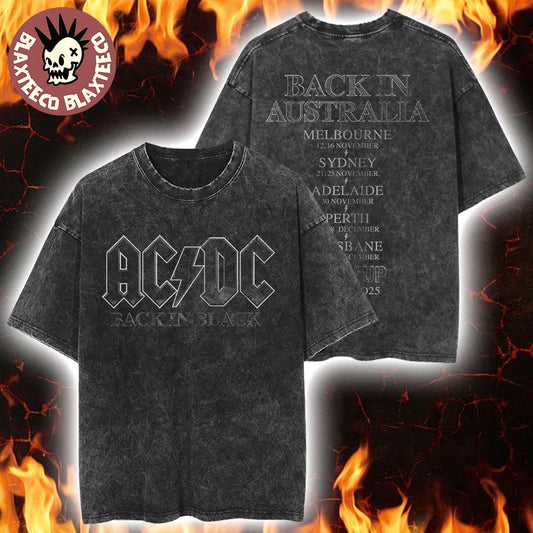 ACDC PWR Up Australia 2025 Back In Black Back In Australia PWR UP Tour Vintage Washed T-Shirt - T-Shirt, Sweatshirt, Hoodie