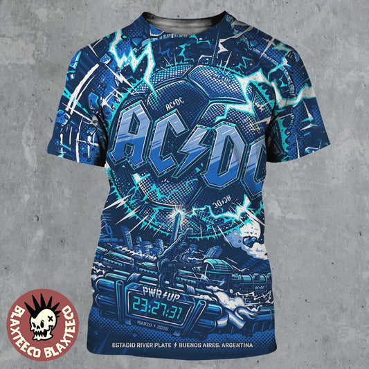 ACDC PWR Up Buenos Aires Argentina 2026 Venue Poster At Estadio River Plate On March 23 2026 All Over Print Shirt - T-Shirt, Sweatshirt, Hoodie