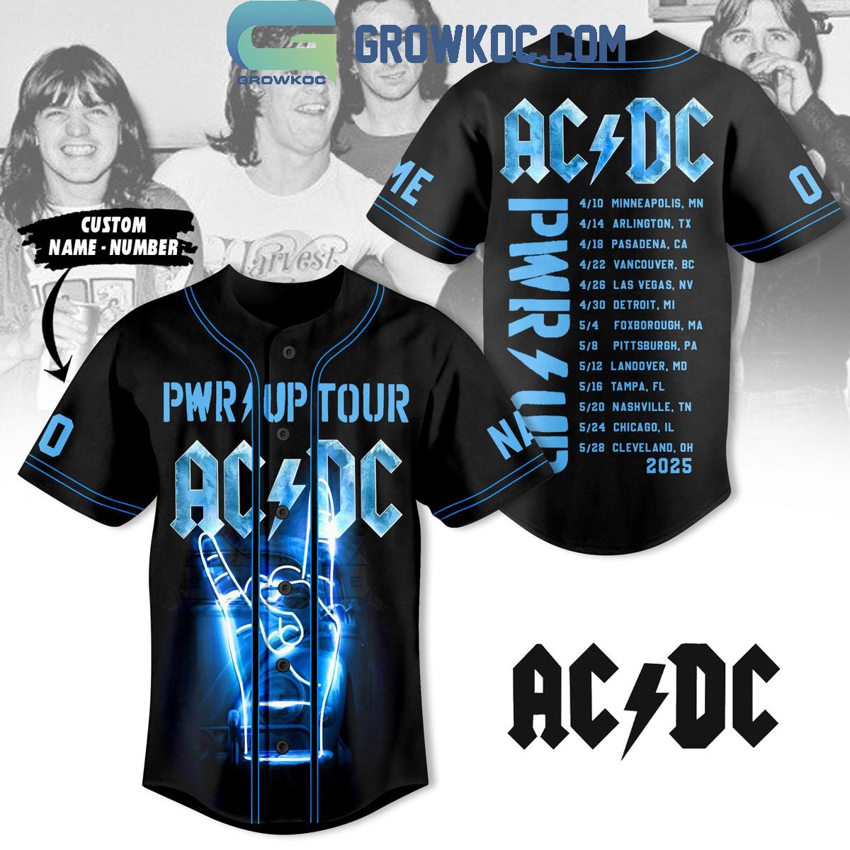 ACDC PWR Up Tour 2025 Personalized Baseball Jersey baseball jersey product view 1