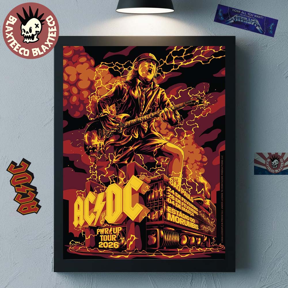 ACDC PWR Up Tour 2026 Sao Paulo Brazil Venue Poster At Estadio Do Morumbis On February 24 28 And March 4 2026 Home Decor Poster Canvas - T-Shirt, Sweatshirt, Hoodie
