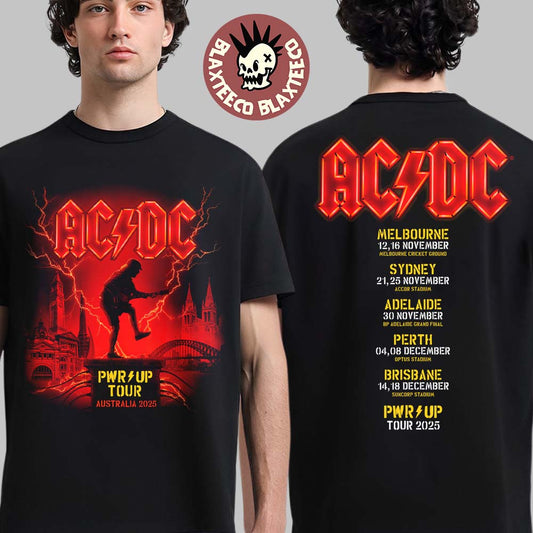 ACDC PWR Up Tour Australia 2025 City Dates Online Exclusive T-Shirt Unisex T-shirt, Sweatshirt, Hoodie, Long Sleeve Tee - T-Shirt, Sweatshirt, Hoodie