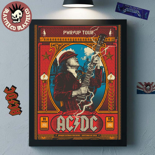 ACDC PWR Up Tour Chile 2026 Venue Poster At Parque Estadio Nacional Santiago De Chile On March 11 And 15 2026 Poster Canvas - T-Shirt, Sweatshirt, Hoodie