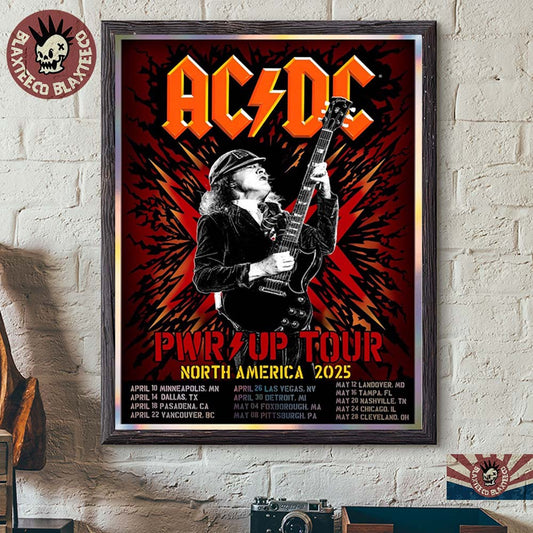 ACDC PWR Up Tour North America 2025 Official Tour Dates Home Decor Poster Canvas Unisex T-shirt, Sweatshirt, Hoodie, Long Sleeve Tee - T-Shirt, Sweatshirt, Hoodie