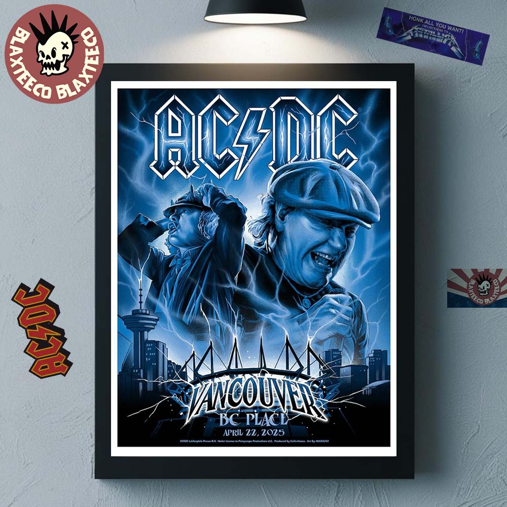 ACDC PWR Up Vancouver Tour Poster British Columbia Canada At BC Place On April 22 2025 Angus And Brian Artwork Home Decor Poster Canvas - T-Shirt, Sweatshirt, Hoodie