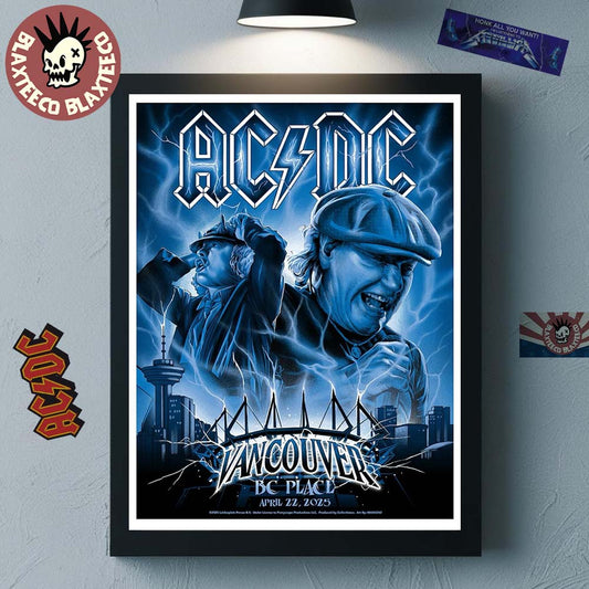 ACDC PWR Up Vancouver Tour Poster British Columbia Canada At BC Place On April 22 2025 Angus And Brian Artwork Home Decor Poster Canvas - T-Shirt, Sweatshirt, Hoodie