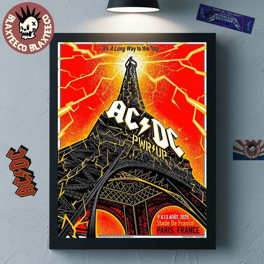 ACDC Paris France PWR Up Tour 2025 Poster At Stade De France On August 9 And 13 2025 Eiffel Tower Art Home Decor Poster Canvas - T-Shirt, Sweatshirt, Hoodie