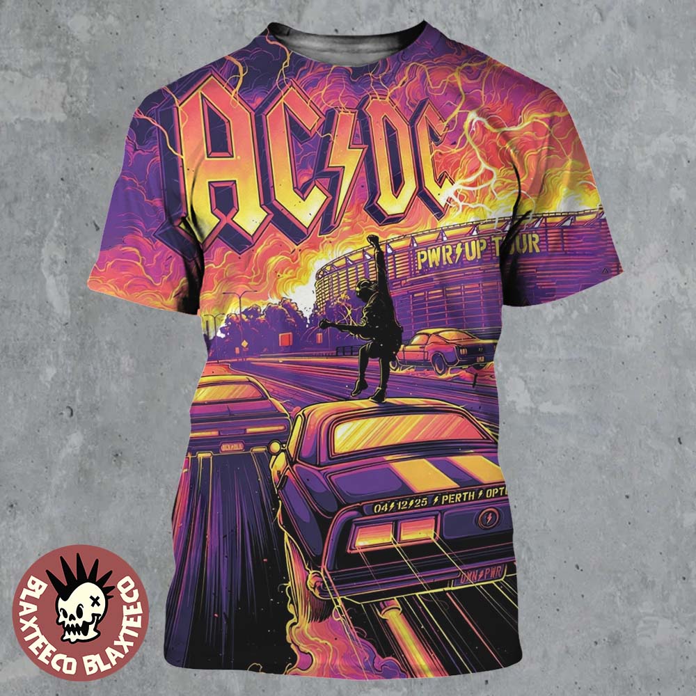 ACDC Perth Australia 2025 Event Poster PWR Up Tour At Optus Stadium On December 4 2025 All Over Print Shirt - T-Shirt, Sweatshirt, Hoodie