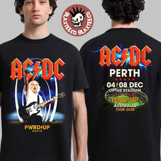 ACDC Perth Australia 2025 Event Tee PWR Up Tour At Optus Stadium On December 4 2025 Two Sided T-Shirt - T-Shirt, Sweatshirt, Hoodie