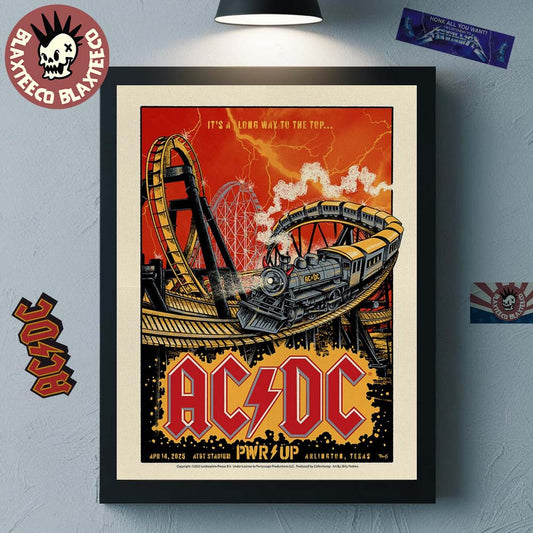 ACDC Texas PWR Up Tour Poster North America 2025 Arlington At AT And T Stadium On April 14 2025 It Is A Long Way To The Top Devil Train Art Poster Canvas - T-Shirt, Sweatshirt, Hoodie