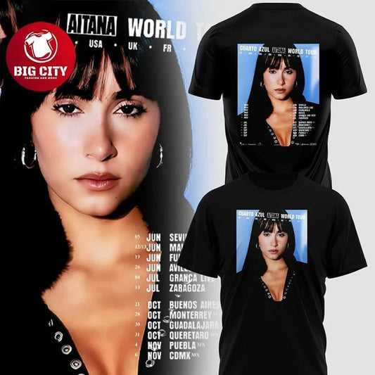 AITANA Cuarto Azul World Tour Two Sided Shirt Unisex T-shirt, Sweatshirt, Hoodie, Long Sleeve Tee - T-Shirt, Sweatshirt, Hoodie