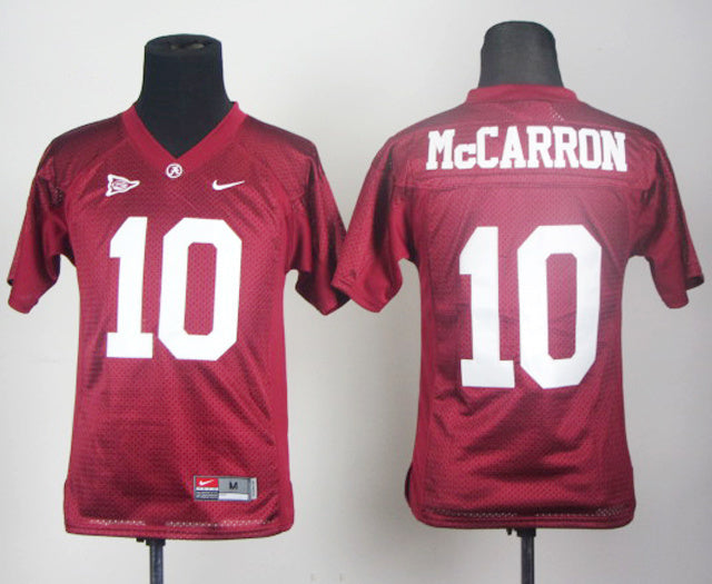 AJ McCarron 10 Red Youth College Football Jersey football jersey product view 1