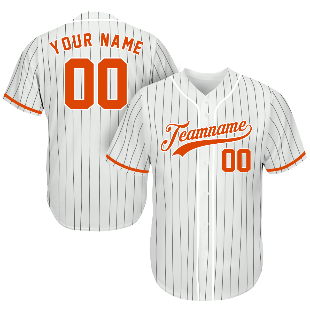 Baseball Jerseys Custom - Gifts Baseball Fans - Pinstripe White Orange - Father's Day Baseball Gifts baseball jersey product view 1