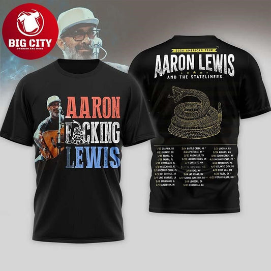 Aaron Lewis 2026 American Tour Country Music Concert Two Sided Shirt Unisex T-shirt, Sweatshirt, Hoodie, Long Sleeve Tee - T-Shirt, Sweatshirt, Hoodie