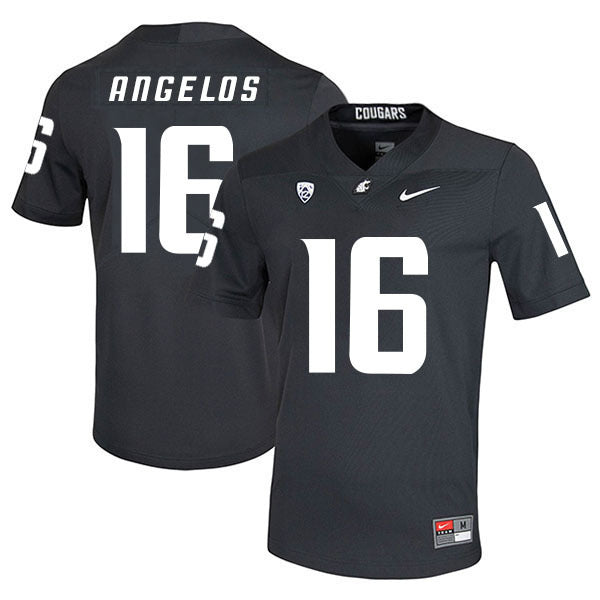 Aaron Angelos 16 Carbon Black College Football Jersey football jersey product view 1