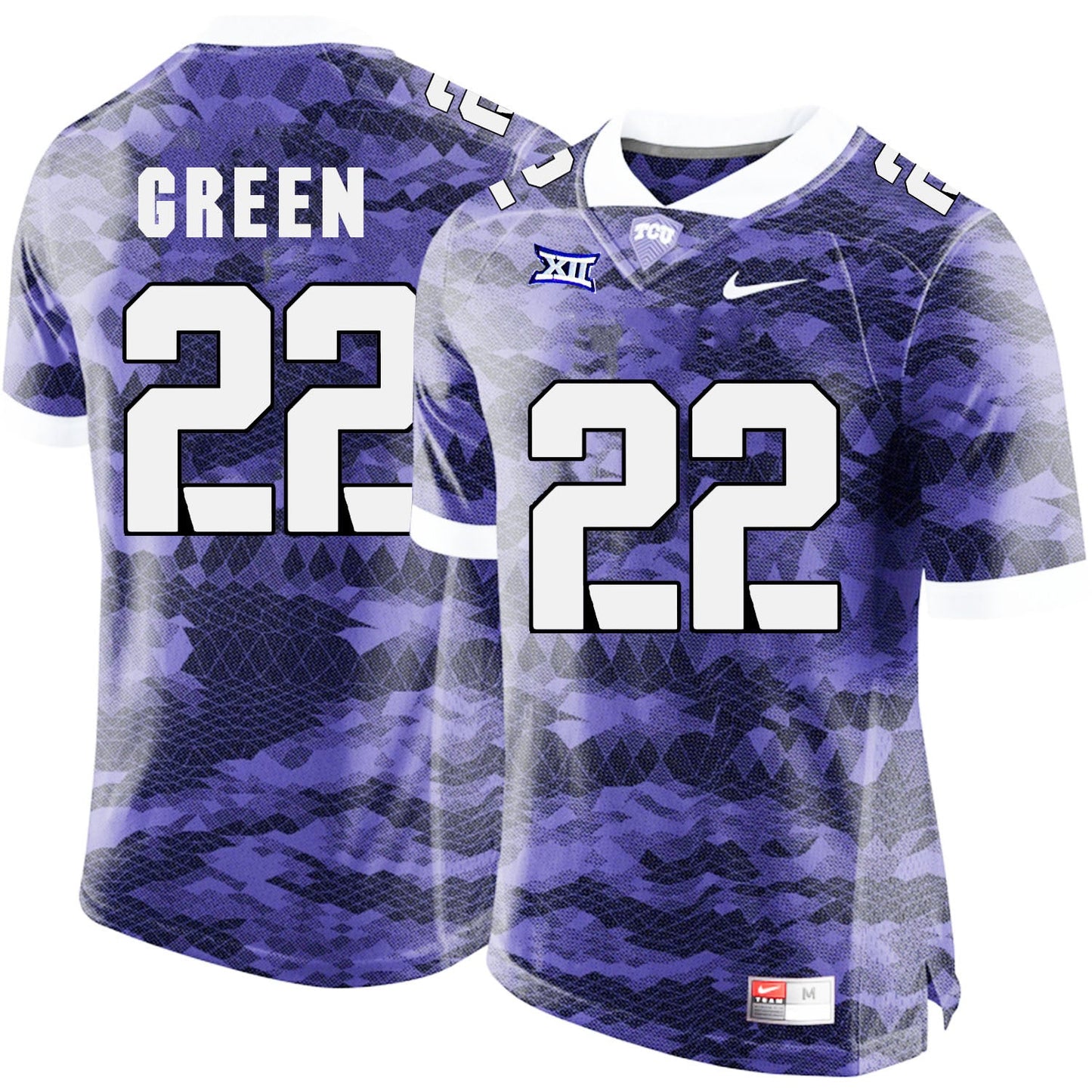 Aaron Green 22 Purple College Football Jersey football jersey product view 1