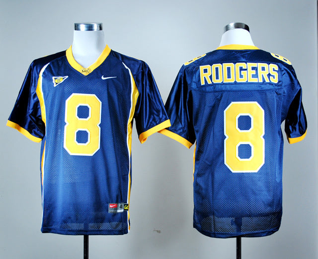 Aaron Rodgers 8 Blue College Football Jersey football jersey product view 1