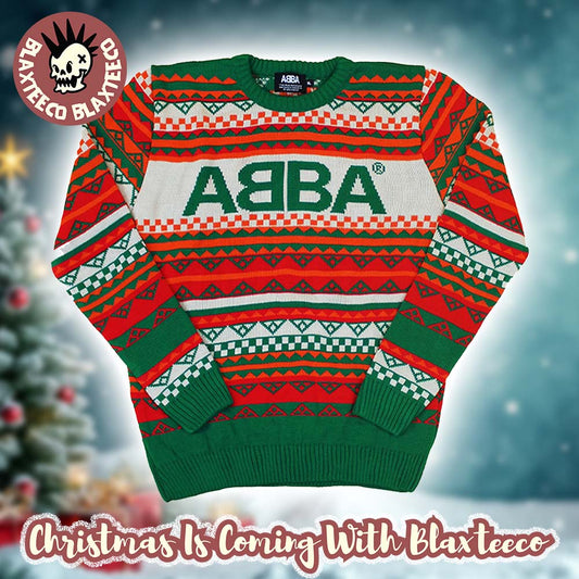 Abba Logo In Brocade Motifs Colorful Pattern Gift For Fans 2025 Personalized Ugly Christmas Sweater - T-Shirt, Sweatshirt, Hoodie