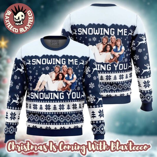 Abba Snowing Me Snowing You Band Photo Knitted Ugly Christmas Sweater Unisex T-shirt, Sweatshirt, Hoodie, Long Sleeve Tee - T-Shirt, Sweatshirt, Hoodie