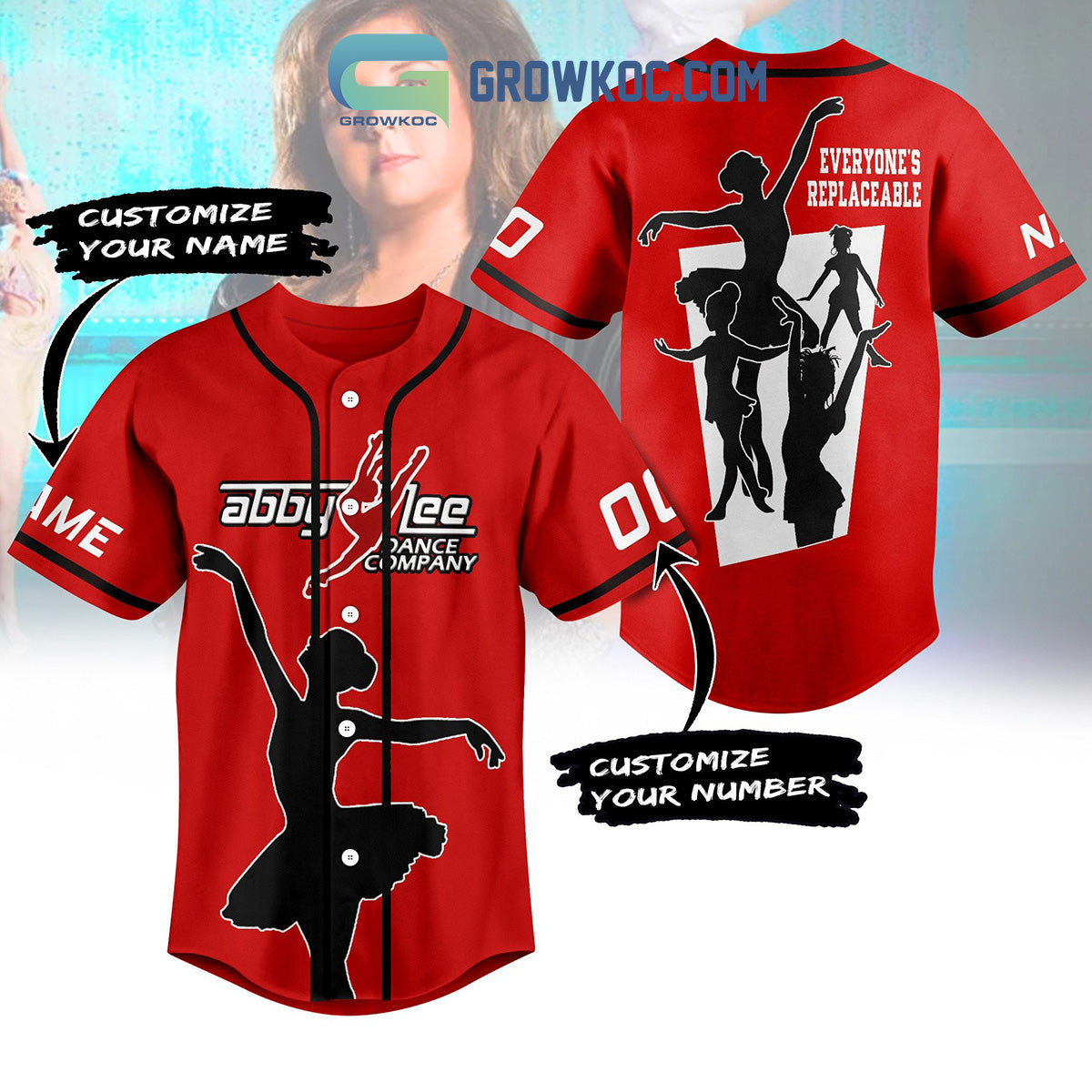 Abby lee Dance Company Everyone’s Replaceable Personalized Baseball Jersey baseball jersey product view 1