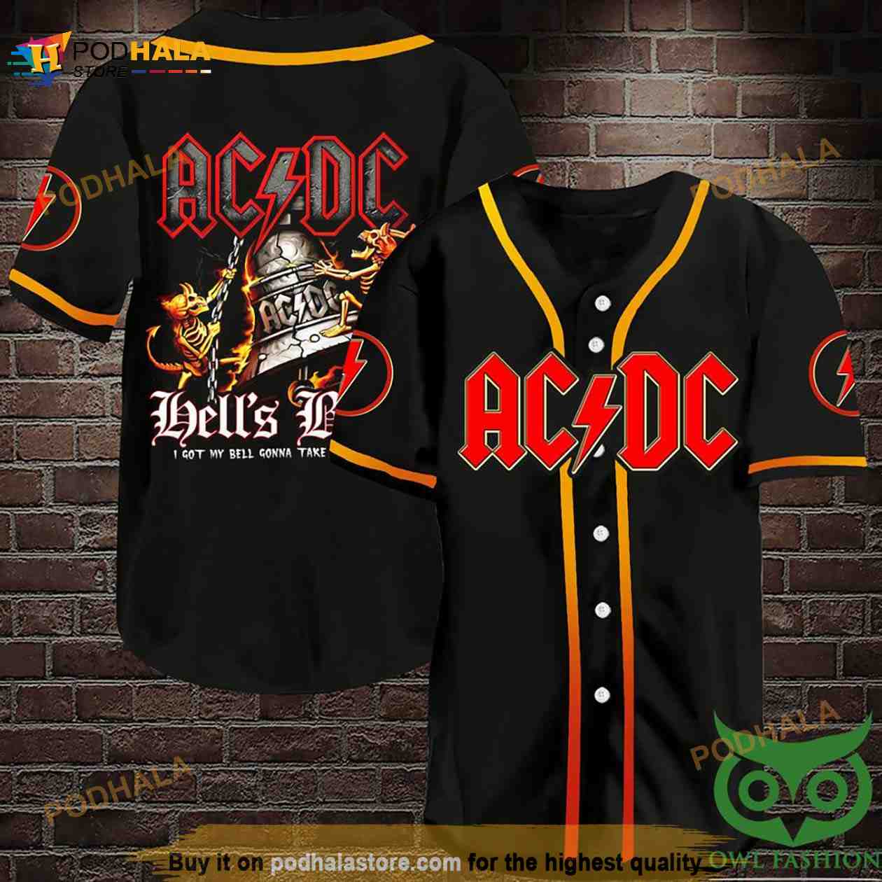 Acdc Got My Bell Rock Band 3D Baseball Jersey Shirt baseball jersey product view 1