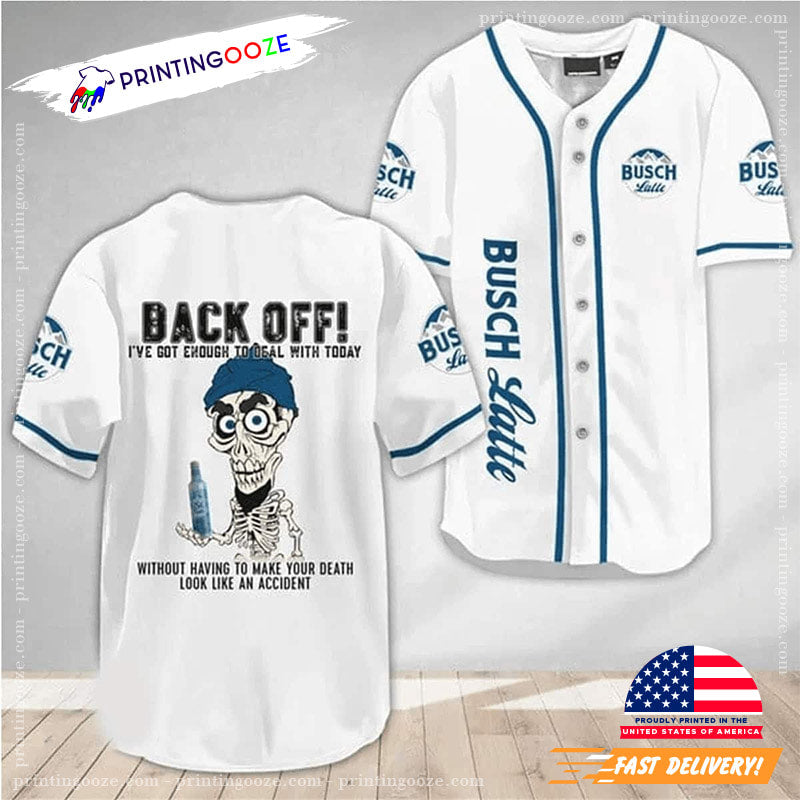 Achmed Back Off With Busch Latte Baseball Jersey baseball jersey product view 1