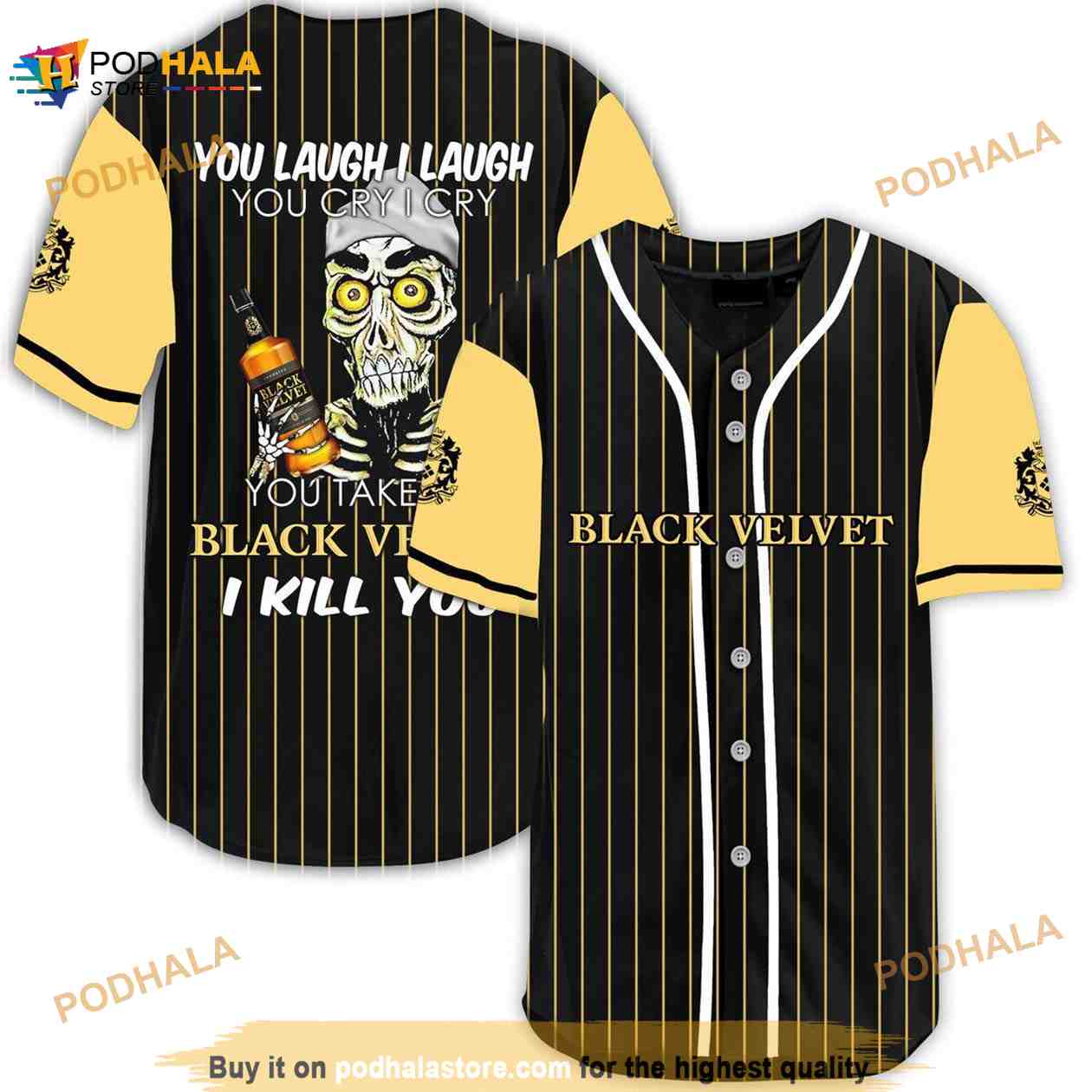 Achmed Laugh Cry Take My Black Velvet Whisky I Kill You 3D Baseball Jersey baseball jersey product view 1