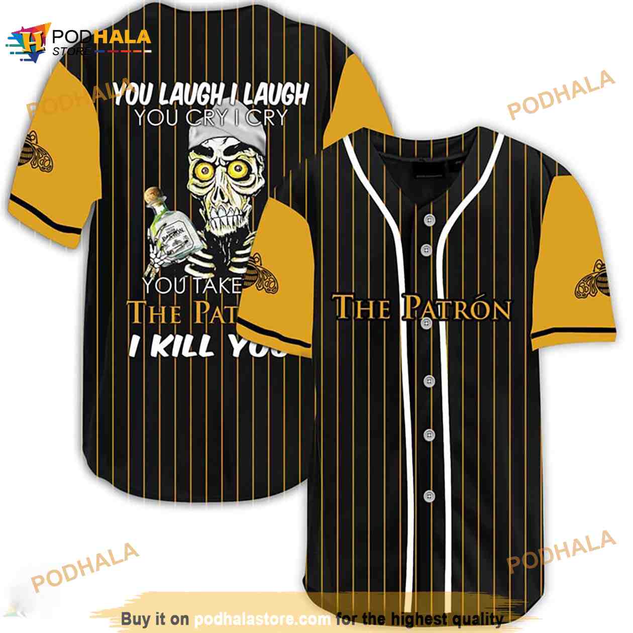 Achmed Laugh Cry Take My Patron Tequila I Kill You 3D Baseball Jersey baseball jersey product view 1