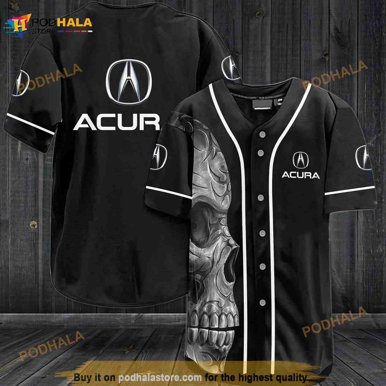 Acura Skull 3D Baseball Jersey baseball jersey product view 1