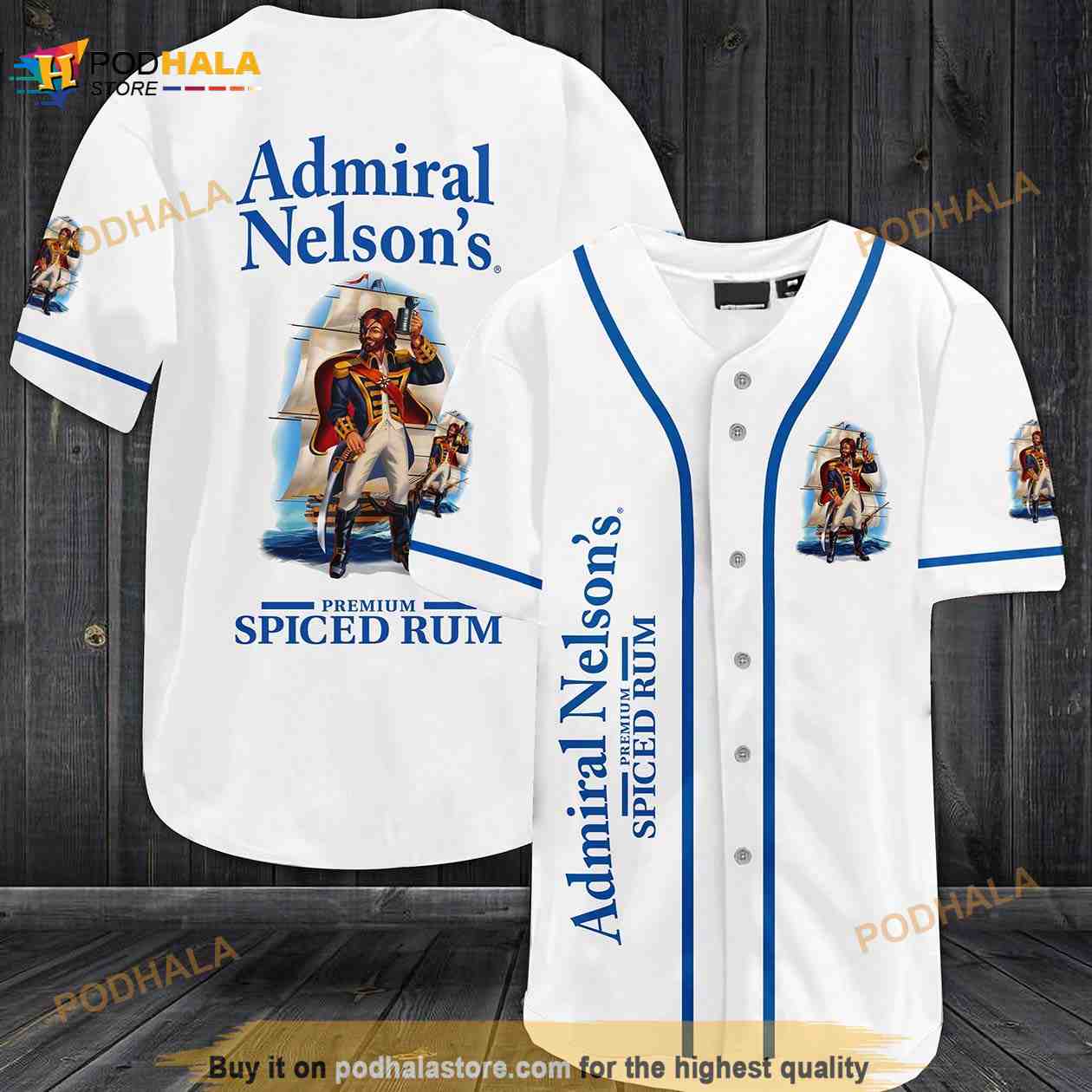 Admiral Nelson’s Spiced Rum All Over Print Unisex 3D Baseball Jersey baseball jersey product view 1