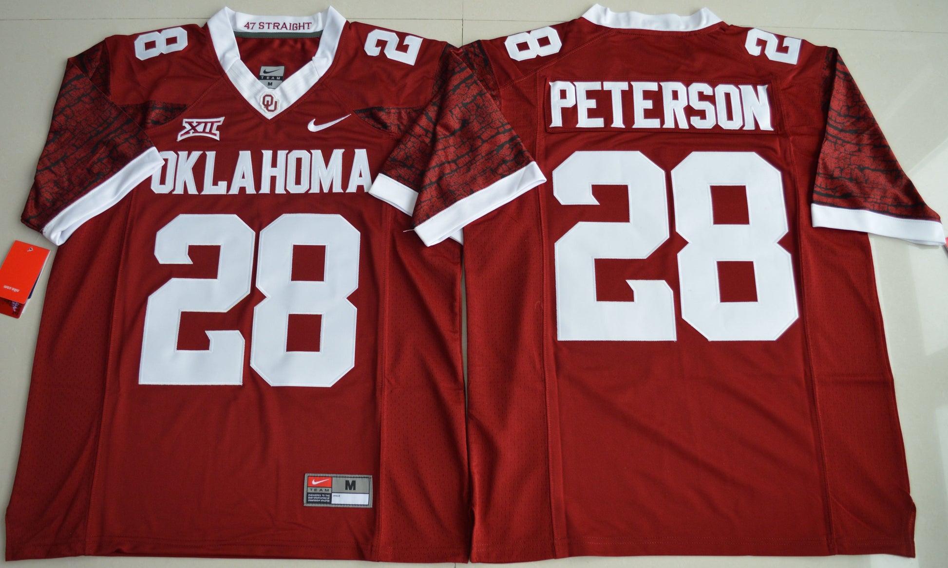 Adrian Peterson 28 Burgundy Print Edition College Football Jersey football jersey product view 1